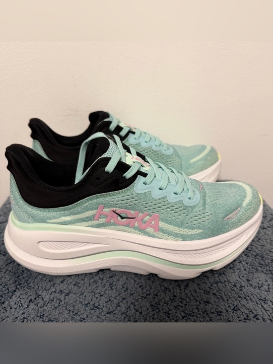 Hoka Shoes - Hoka bondy 9 Women's Mint and Pink Cushioned Running Sneakers